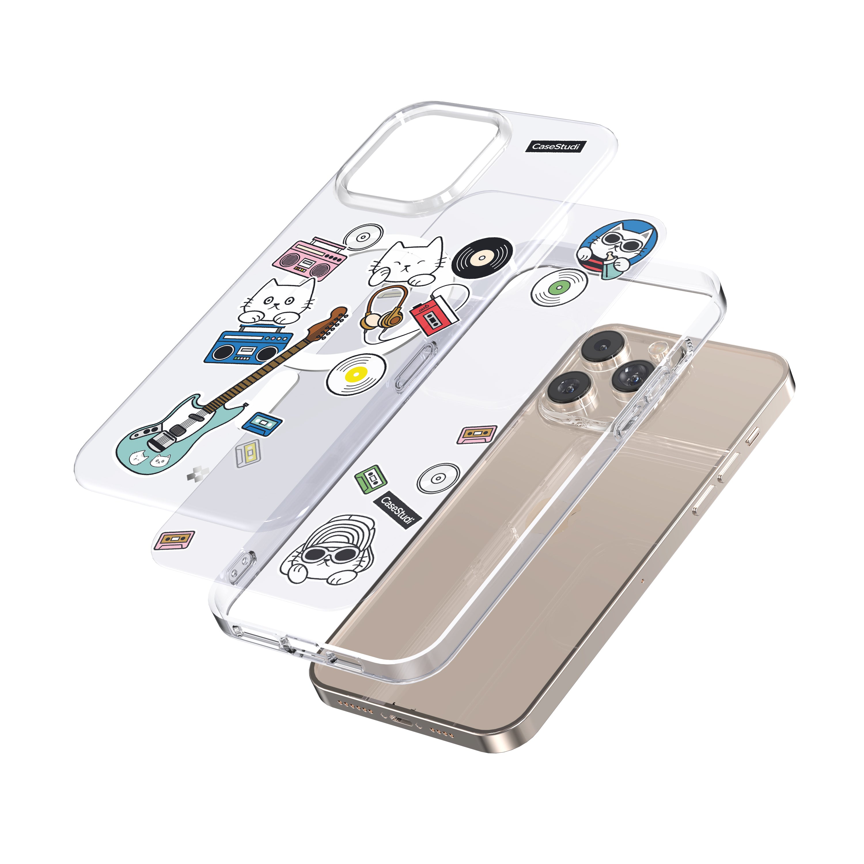iPhone 15 Pro / Pro Max Case: Cast Music Cat Magsafe