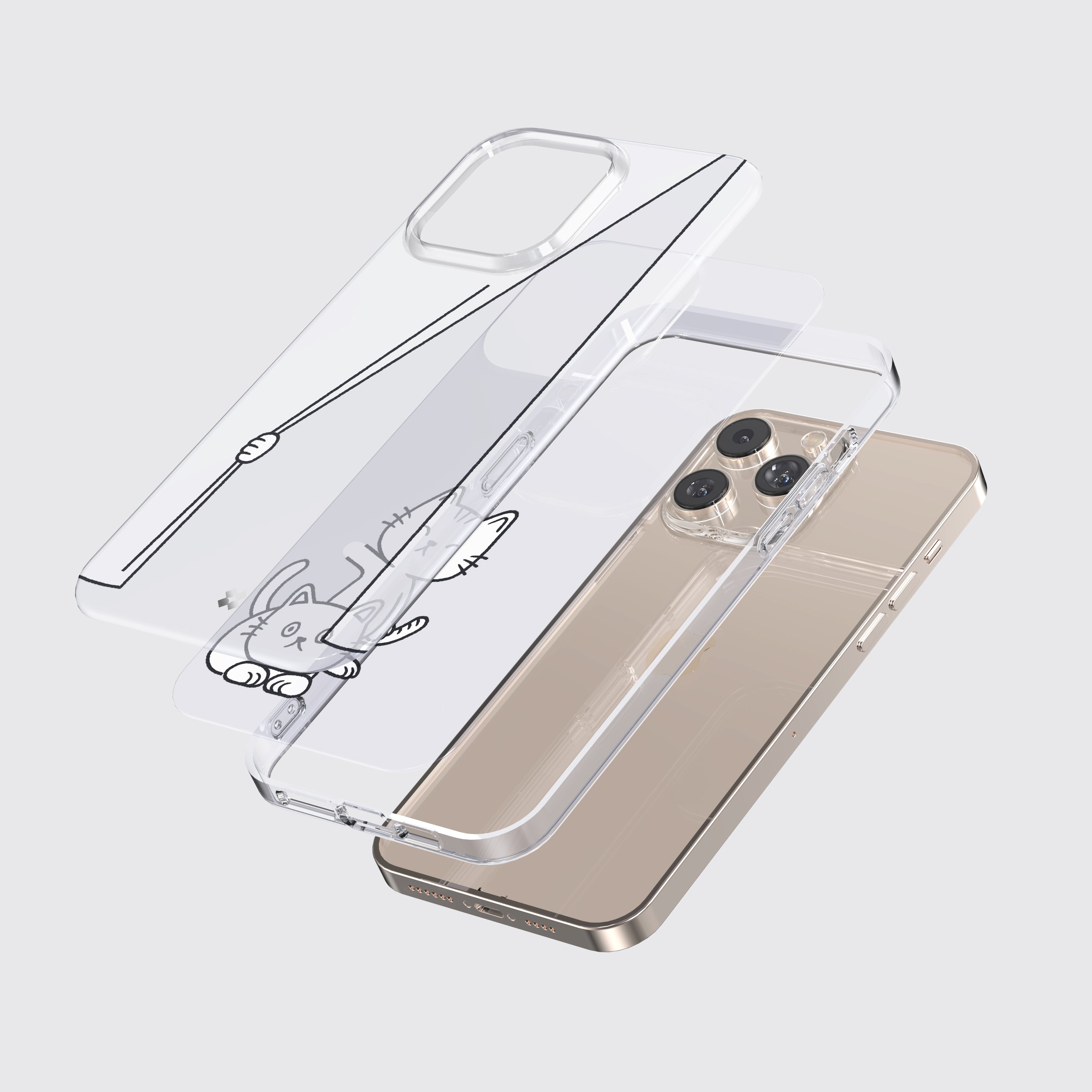 iPhone 15 Pro / Pro Max Case: Cast Peeping Cat Non-Magsafe