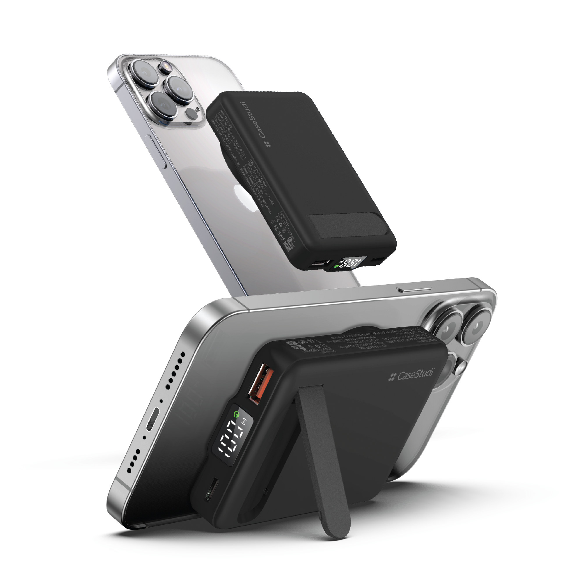 Casestudi FlashMini Power Bank: Compact EDC with fast charging, versatile dual ports, and a built-in video watching stand for ultimate convenience on the go.