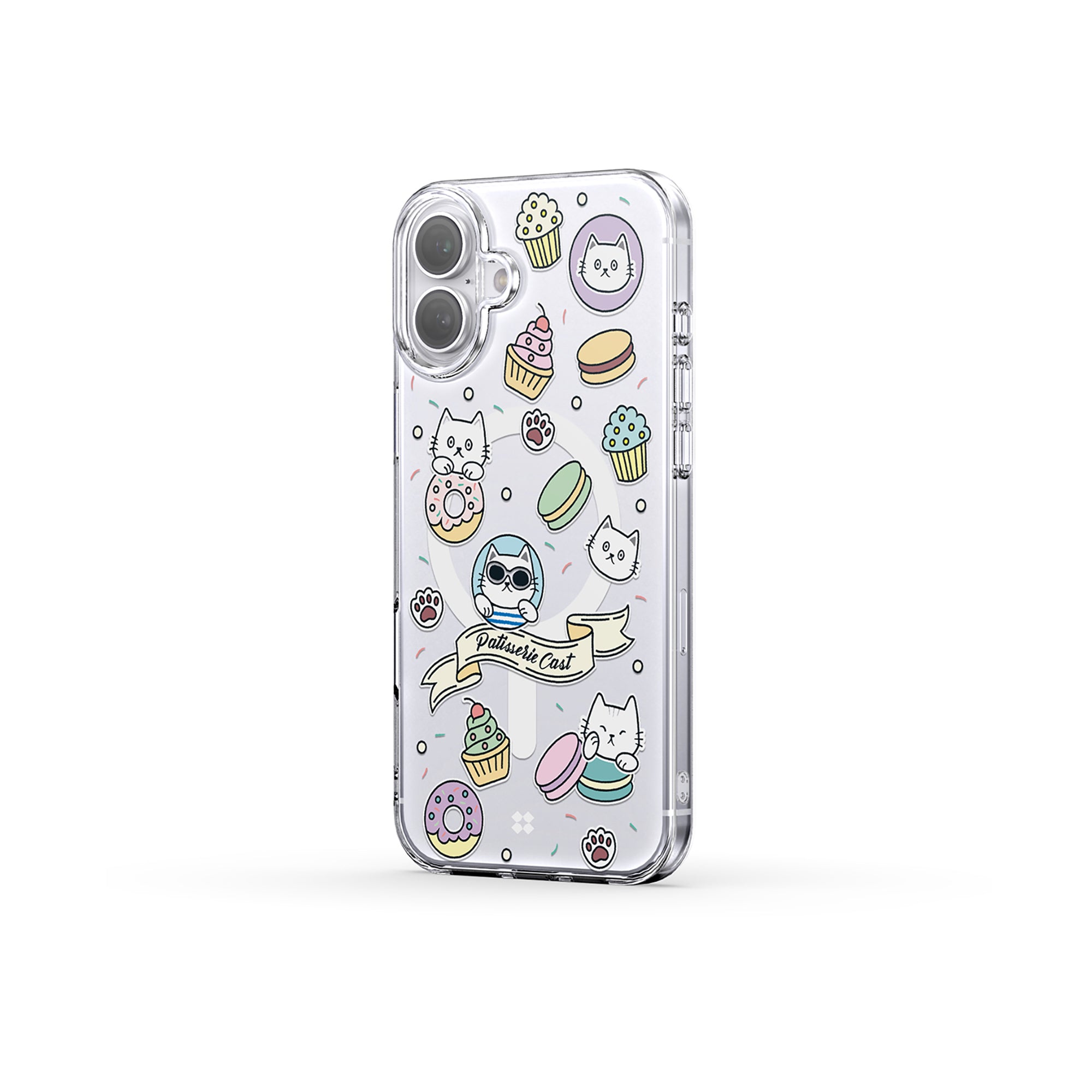 Casestudi iPhone 16 Plus Case featuring a vibrant pattern of donuts, cupcakes, and macarons, delivering premium protection with a playful dessert-inspired design.
