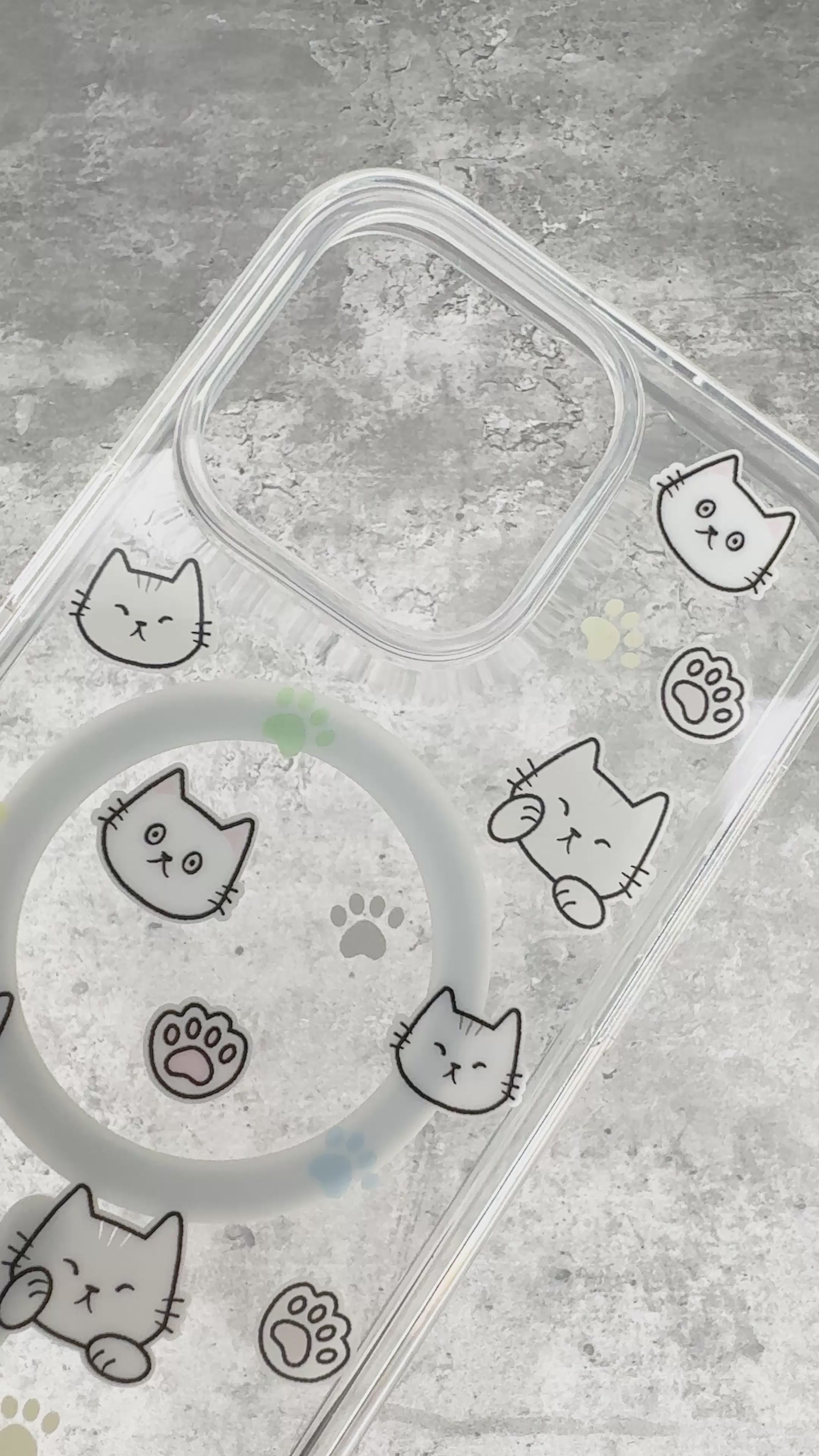 Casestudi iPhone 16 / 16 Pro series case features the adorable Cast the Cat alongside playful cat footprints. This charming design brings a whimsical touch to your device while offering reliable protection with a sleek and stylish finish.