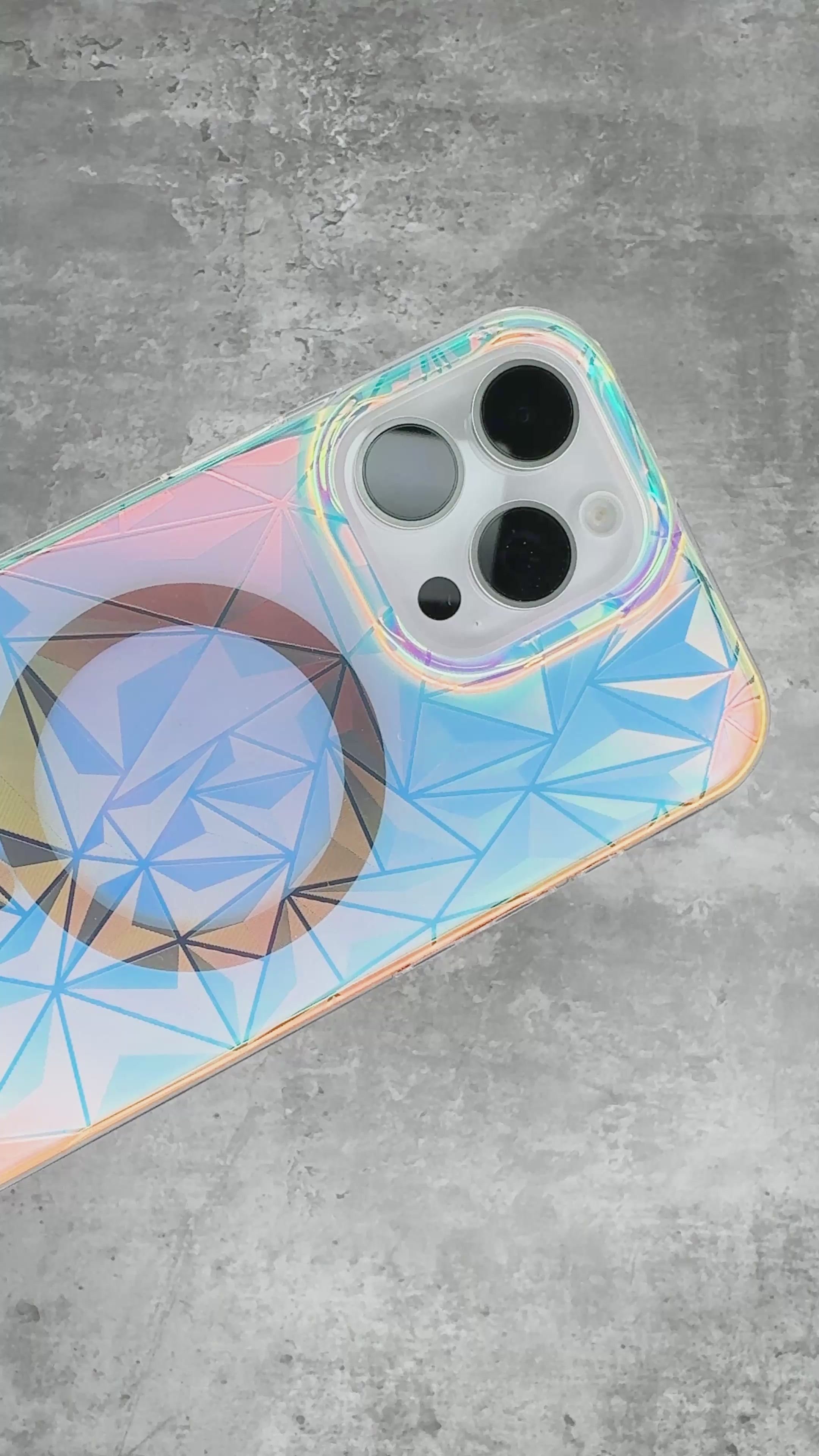 Introducing the Gala Case for iPhone 16 / 16 Pro series—where minimalist elegance meets captivating charm. Watch as the holographic diamond pattern comes alive under light, shimmering and shifting colors to add a glamorous touch to its sleek, low-profile design. Built for durability and fully MagSafe compatible, the Gala Case seamlessly blends style with reliable protection.