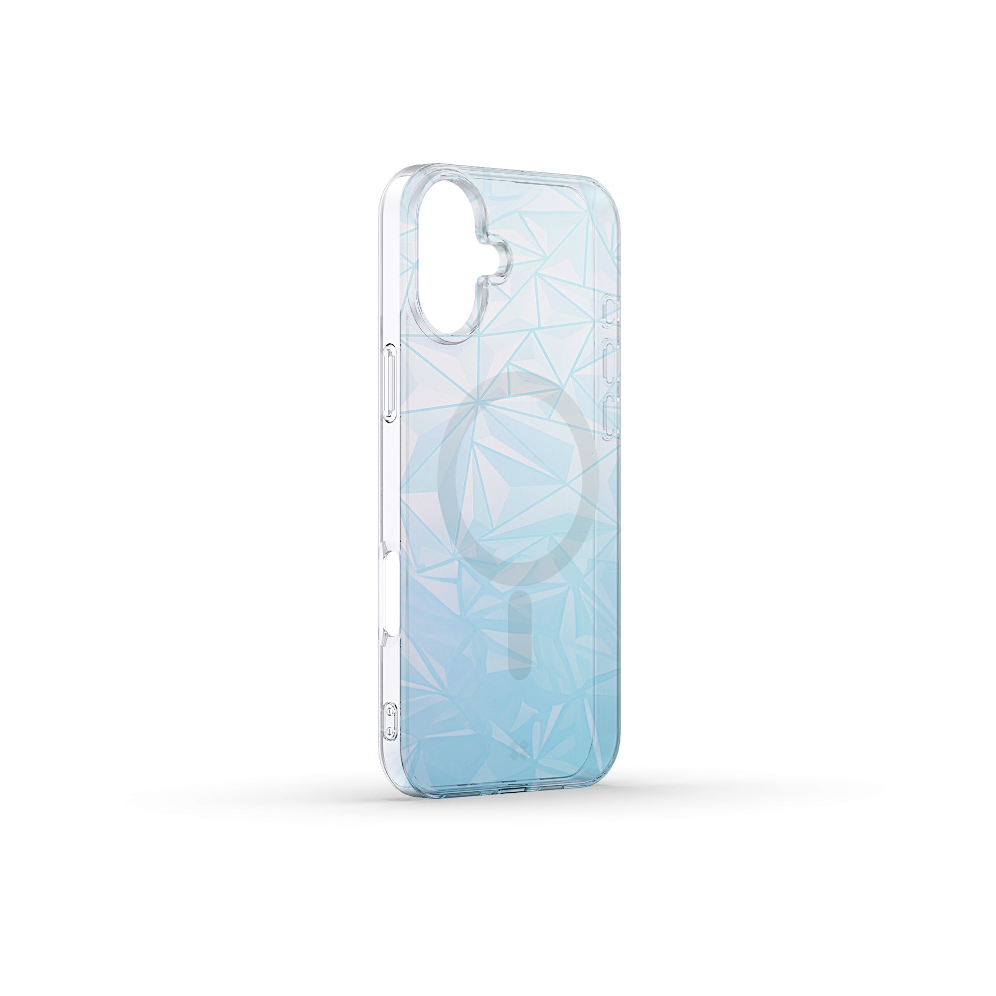 Snap-on iPhone 16  6.7 inch case with a durable TPU and PC construction, designed with a sleek holographic diamond pattern.