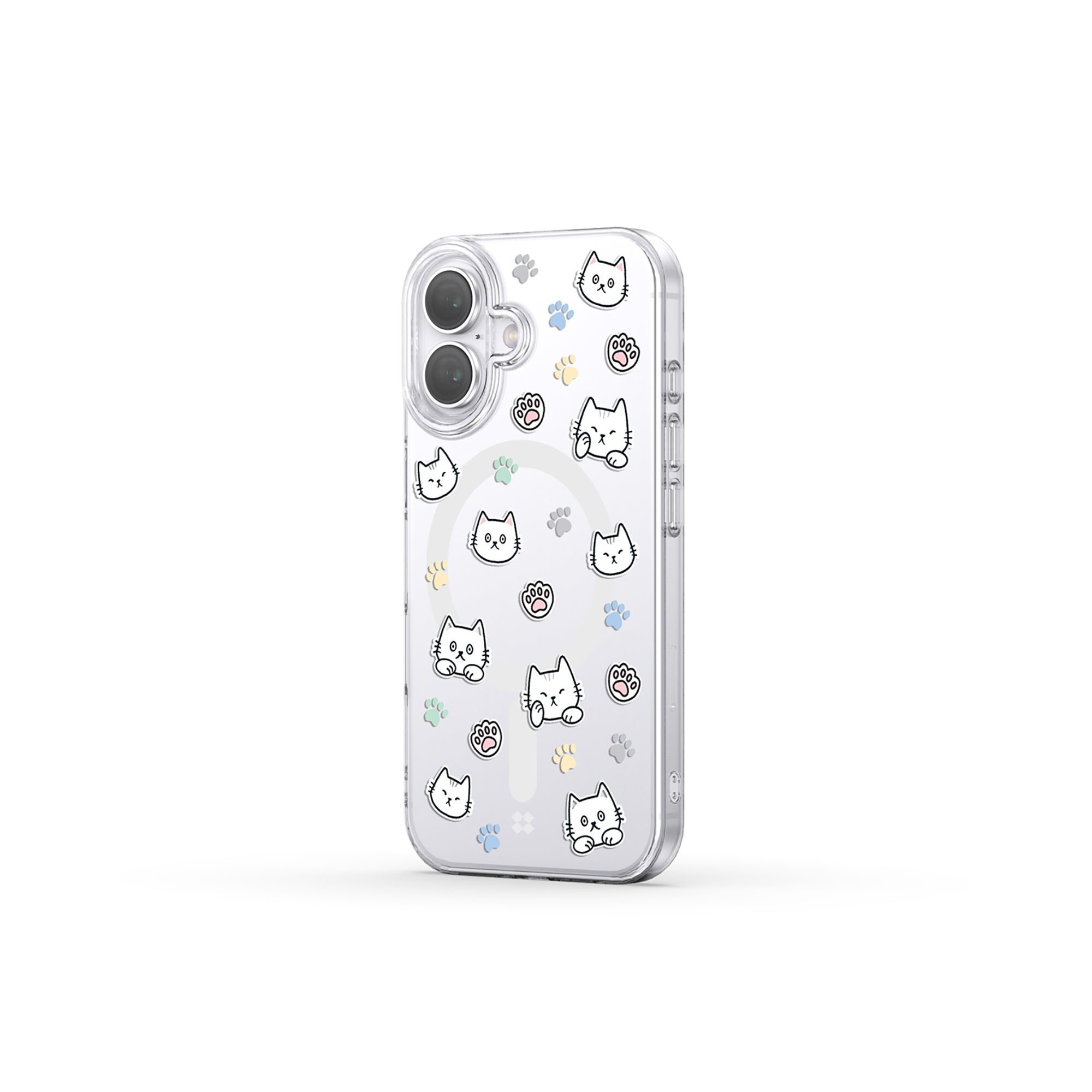 Casestudi iPhone 16 Case featuring a playful Cast character design with charming cat footprints, blending premium quality with a love for cats and everyday style.