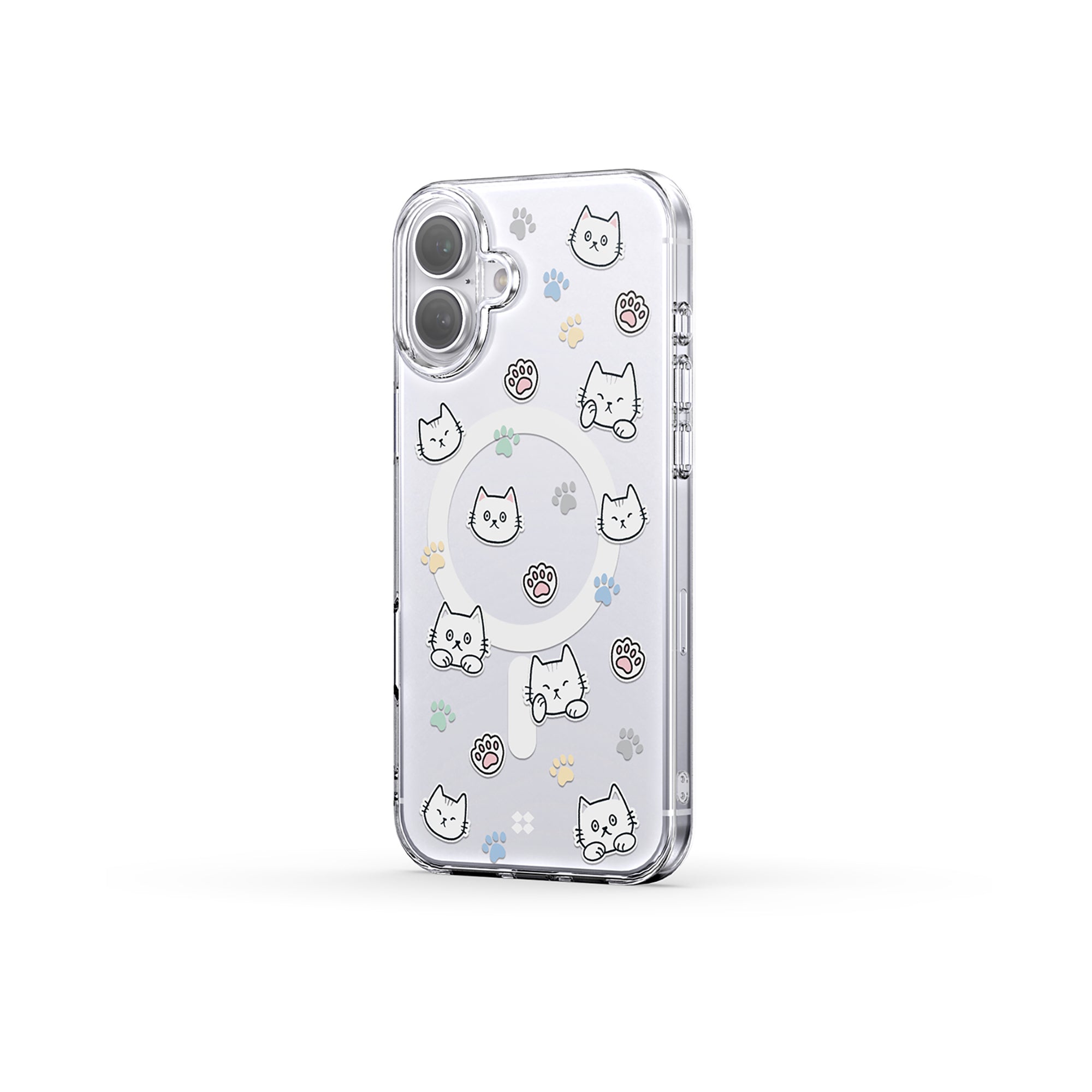 Casestudi iPhone 16 Plus Case featuring a playful Cast character design with charming cat footprints, blending premium quality with a love for cats and everyday style.