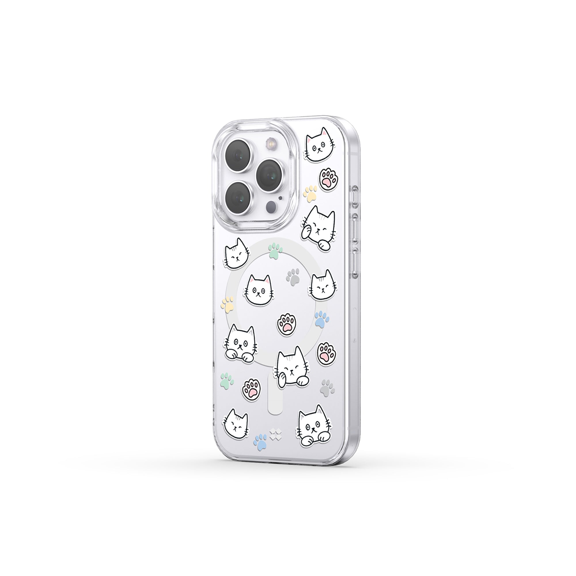 Casestudi iPhone 16 Pro Case featuring a playful Cast character design with charming cat footprints, blending premium quality with a love for cats and everyday style.