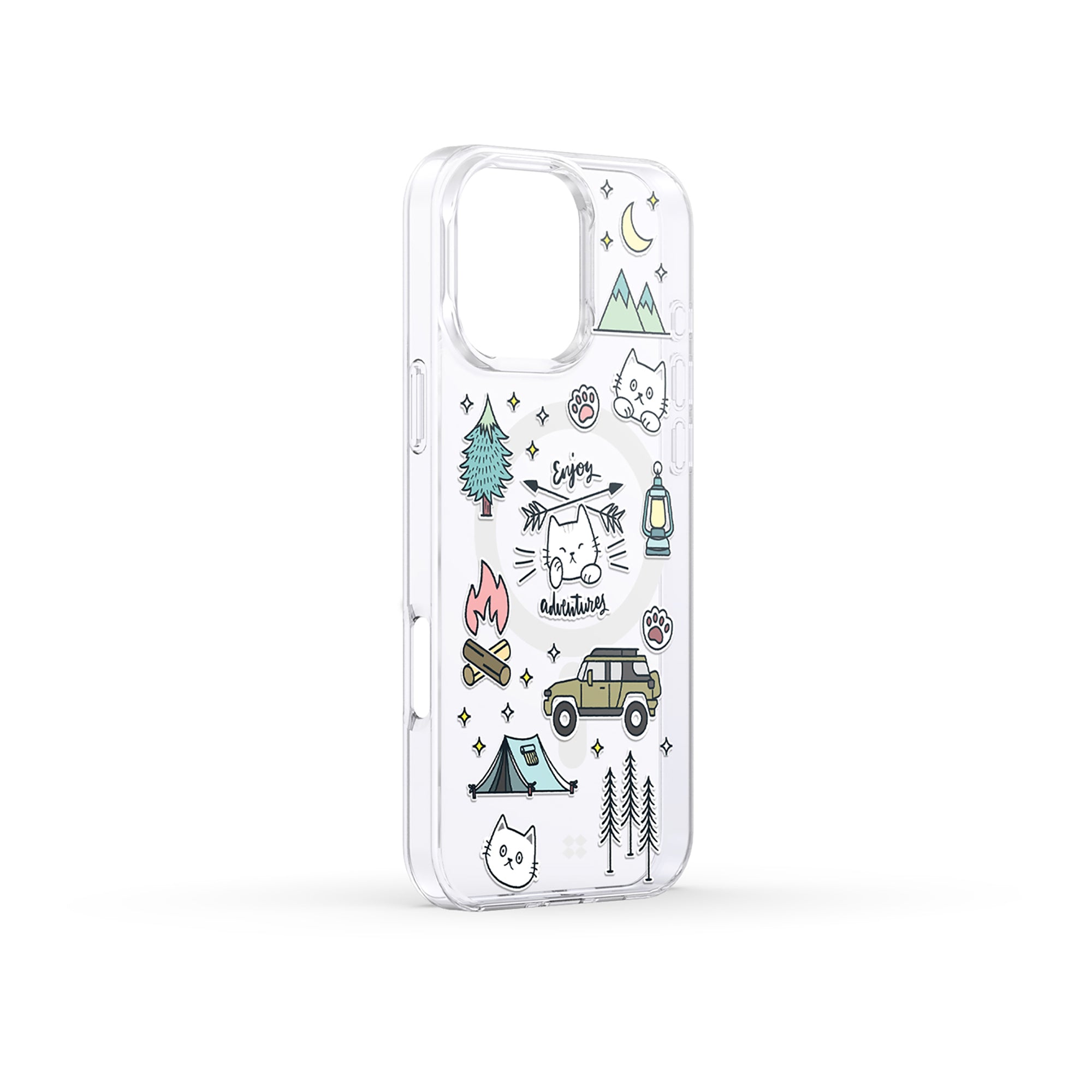 Casestudi iPhone 16 Pro Max Case with a cozy Cast cat campfire design, perfect for cat lovers and outdoor enthusiasts who value style and functionality.