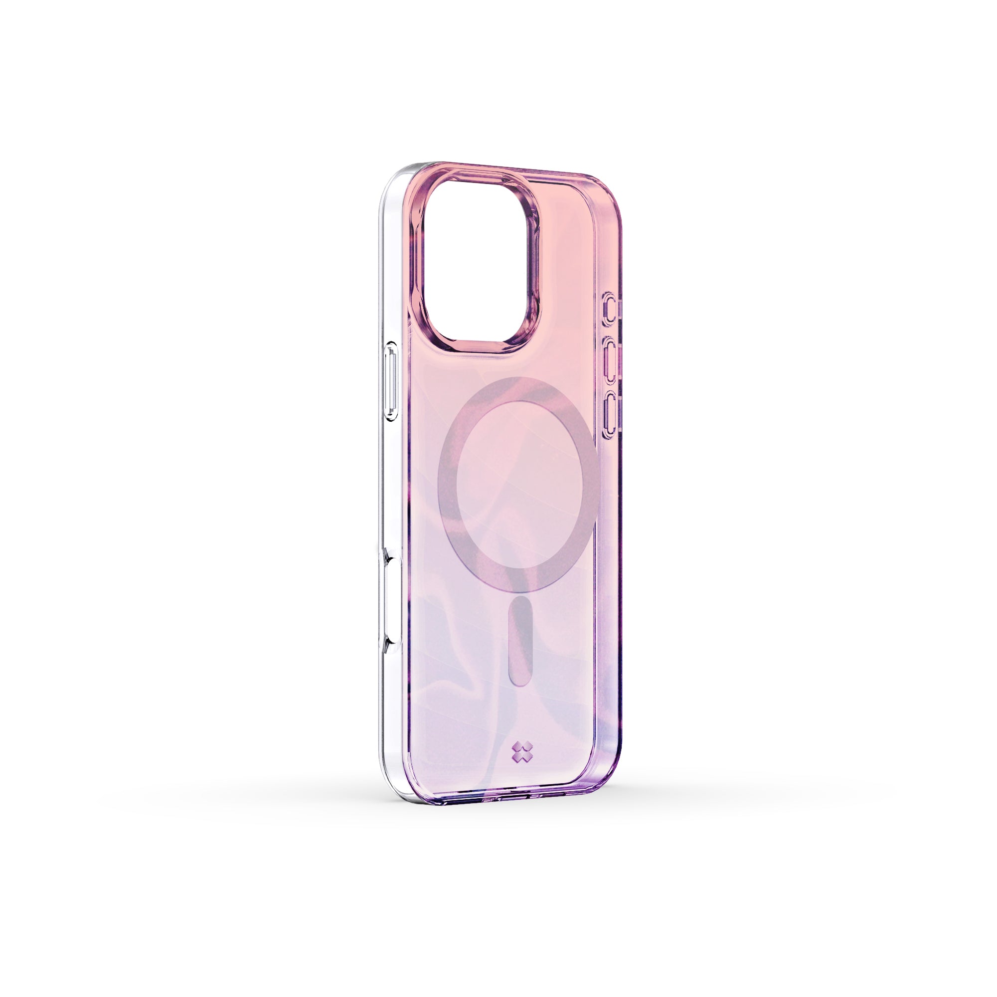 A stunning iPhone 16 6.9-inch case, shown without a phone, showcasing its dazzling holographic design with a silk-like shine and scratch-resistant finish.