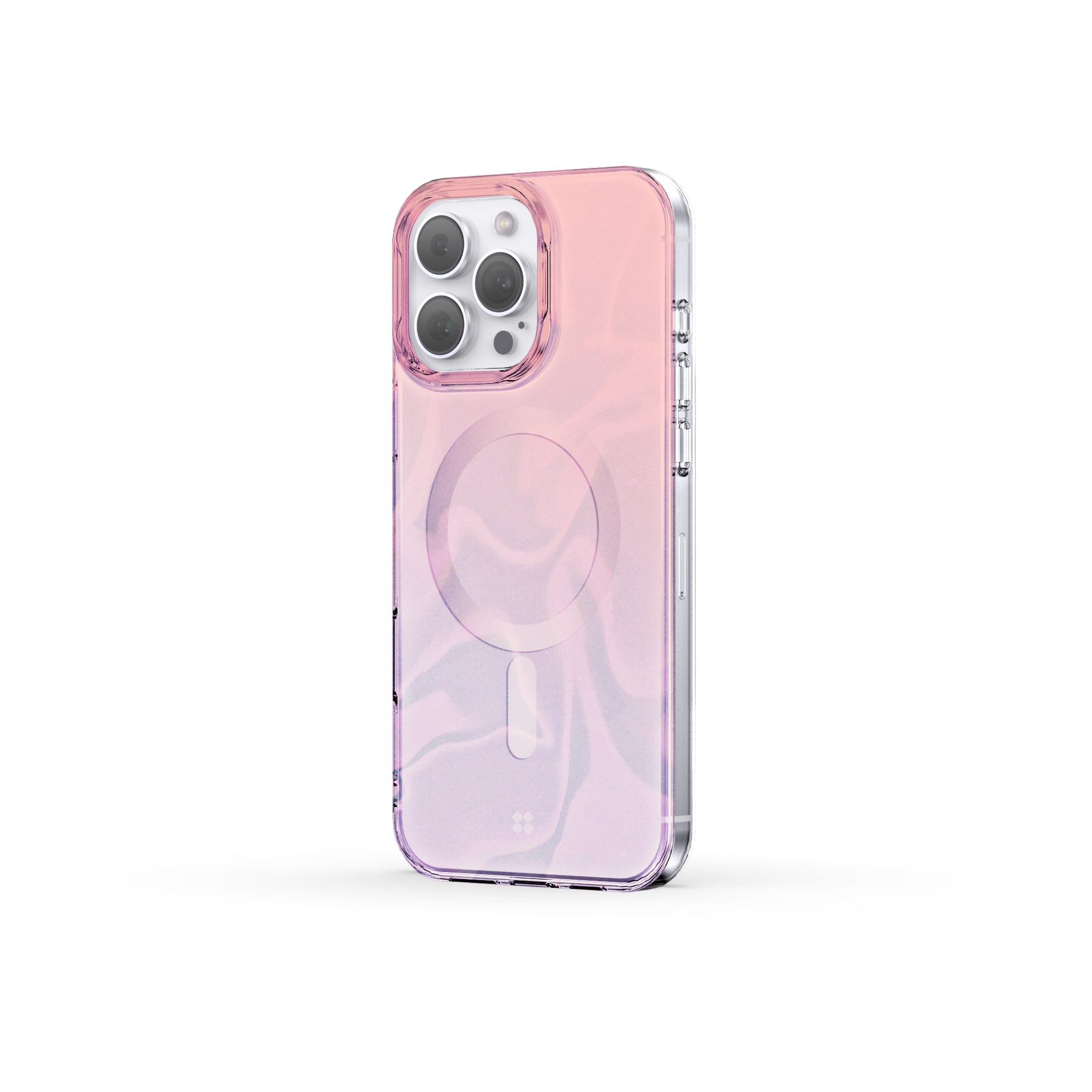iPhone 16 6.9-inch case featuring a distinctive holographic design with a silk-like shine, providing anti-scratch protection and easy snap-on installation.
