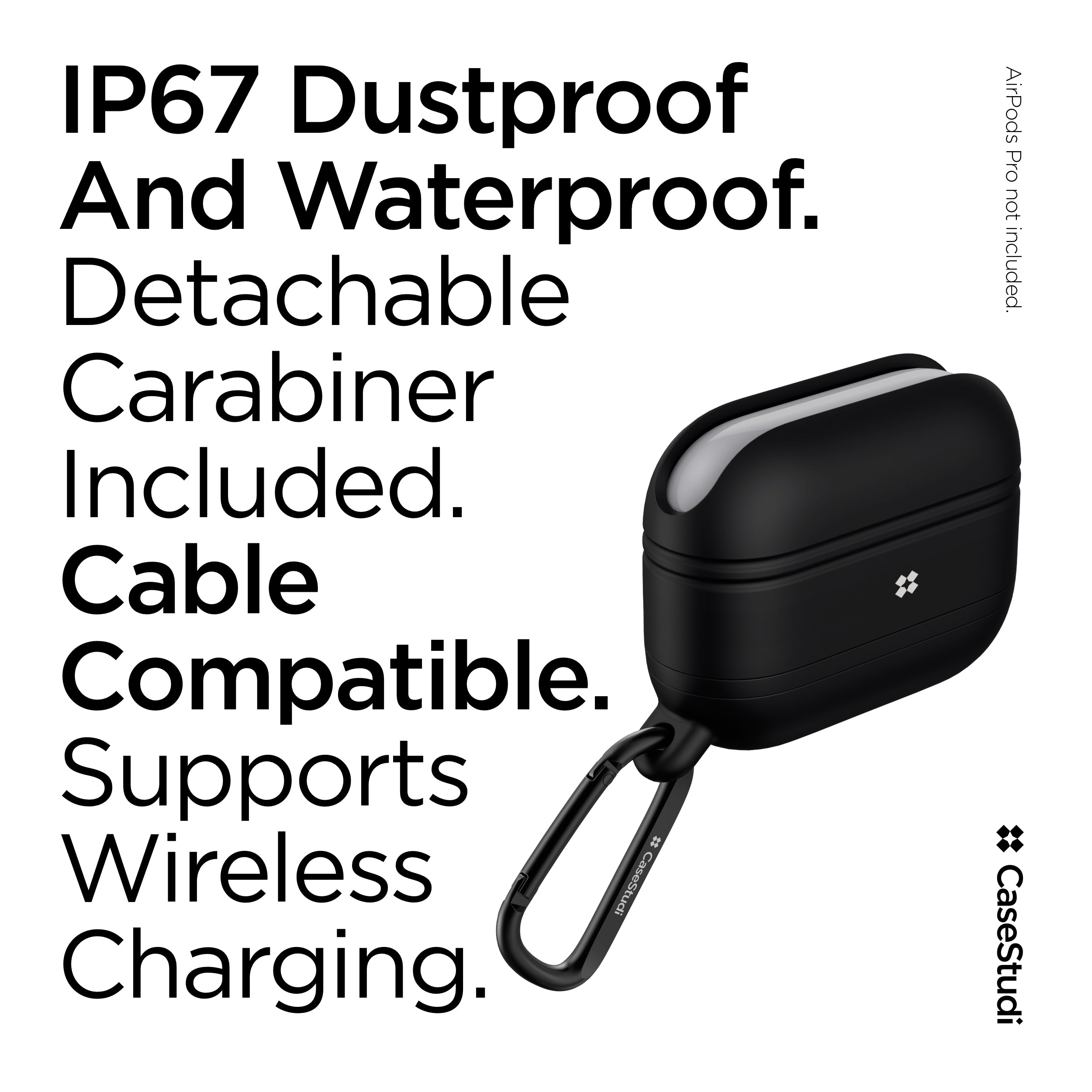 AIRPODS PRO 1/2 WATERPROOF CASE: BLACK