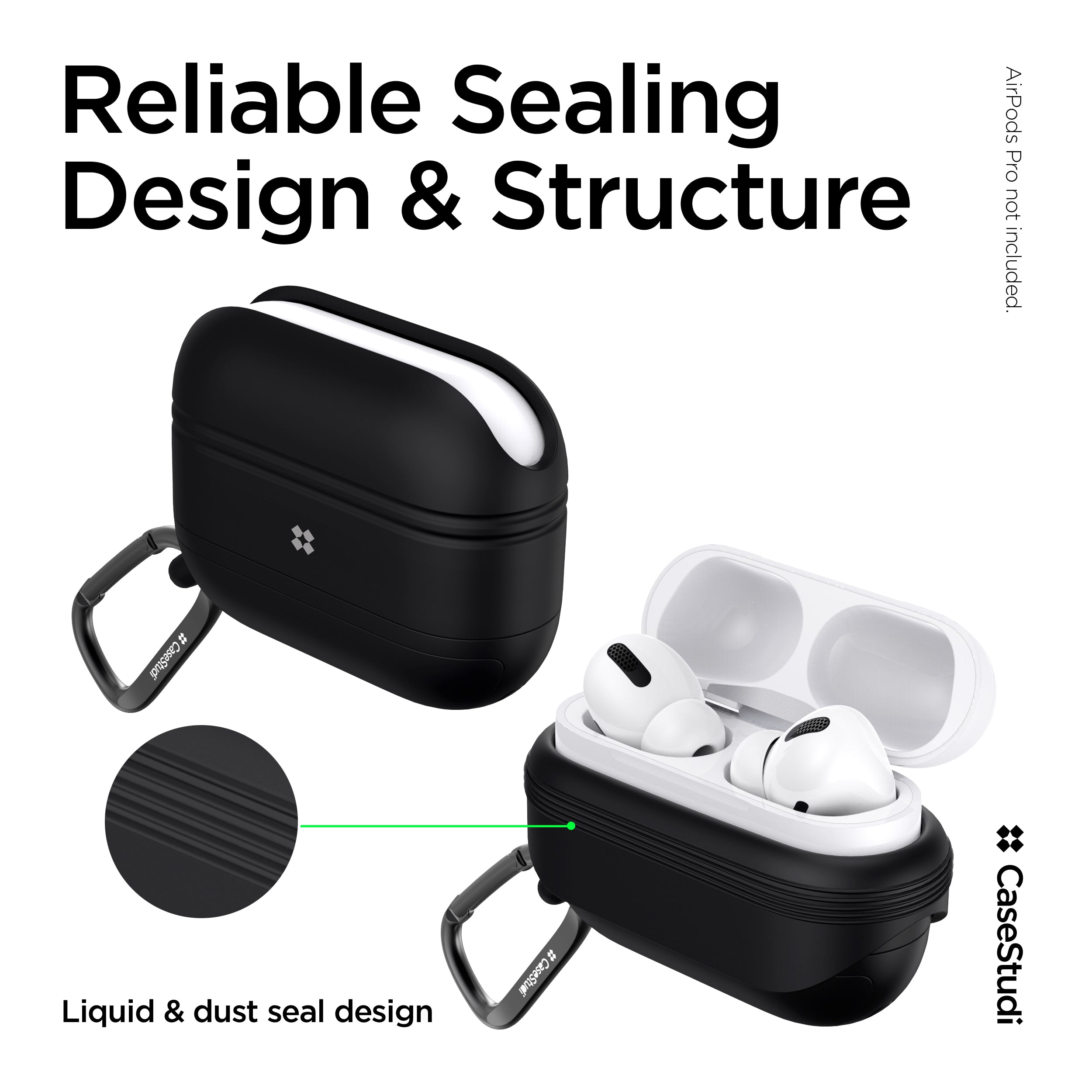 AIRPODS PRO 1/2 WATERPROOF CASE: BLACK