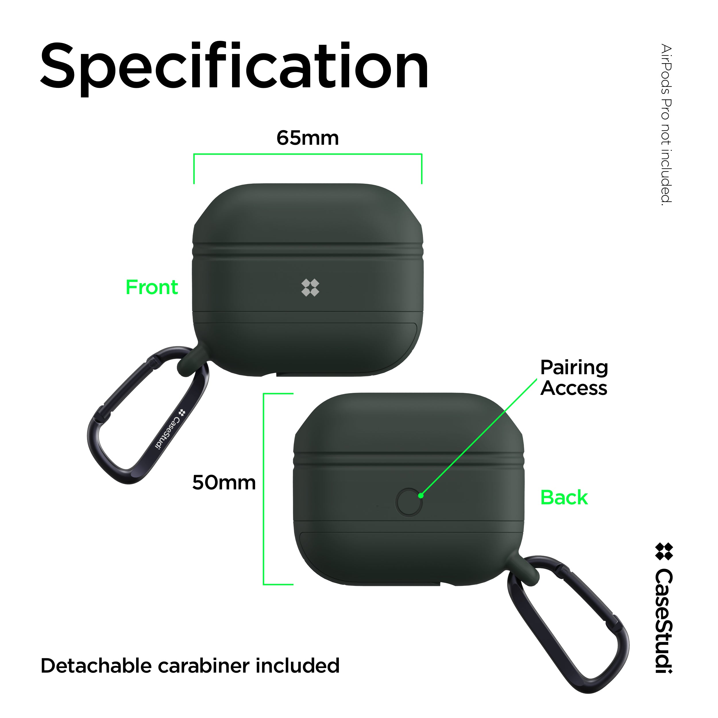 AIRPODS PRO 1/2 WATERPROOF CASE: GREEN