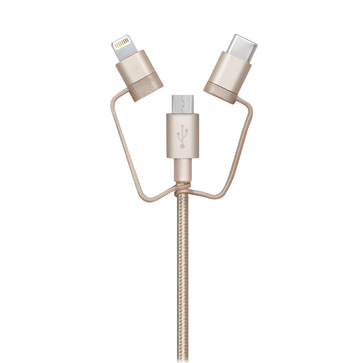 3-in-1 cable (Lightning, Type-C, Micro USB): Gold 1M