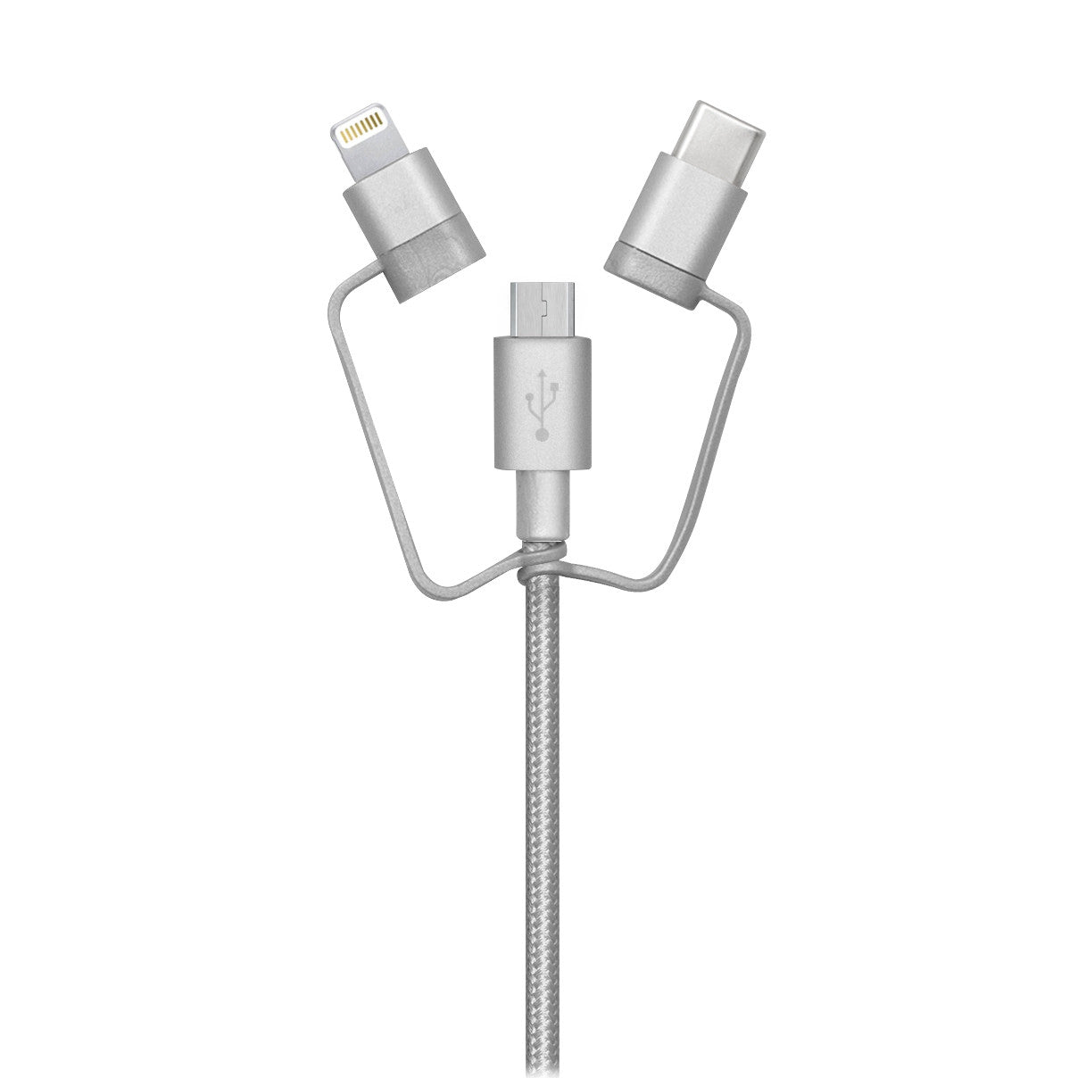 3-in-1 cable (Lightning, Type-C, Micro USB): Silver 1M